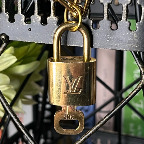Authentic Louis Vuitton Lock and Key Gold Color with Gold Plated Chain Necklace - Picture 5 of 7